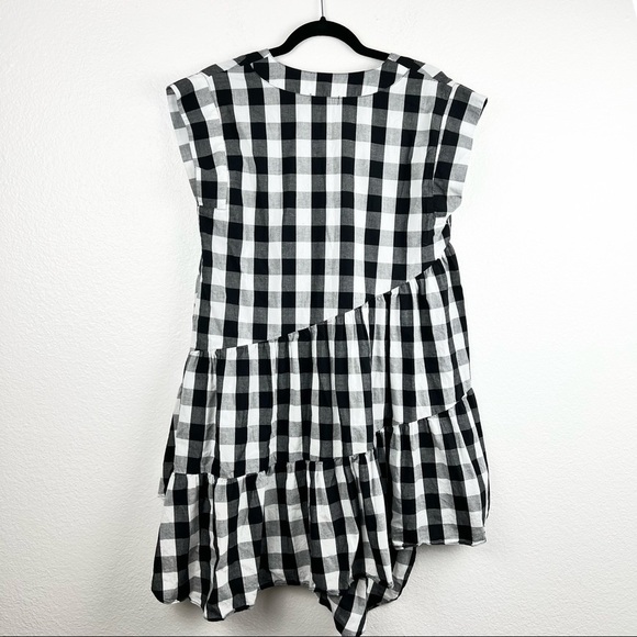FARROW Chaumont Dress in Black and White Buffalo Check, Asymmetrical Hem, Size S - Picture 6 of 13